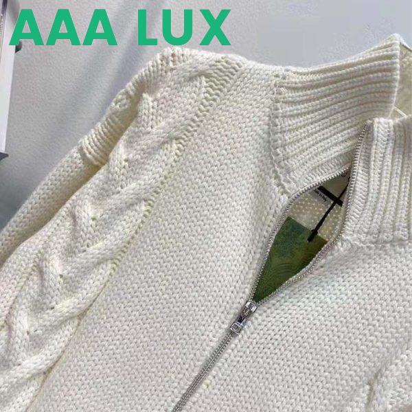 Replica Gucci Men GG Cable Knit Bomber Jacket Off-White Cable Knit Wool 8