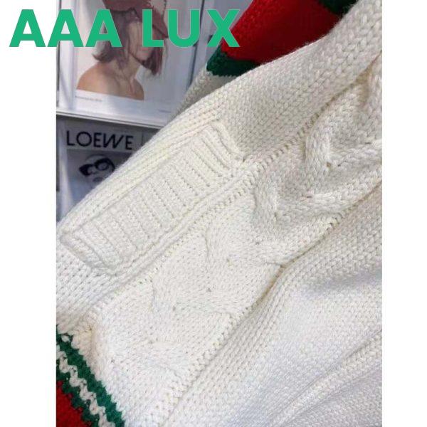Replica Gucci Men GG Cable Knit Bomber Jacket Off-White Cable Knit Wool 10