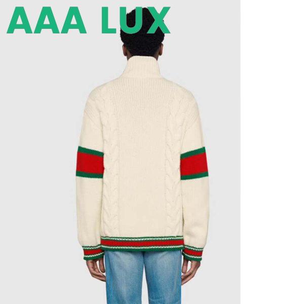 Replica Gucci Men GG Cable Knit Bomber Jacket Off-White Cable Knit Wool 14