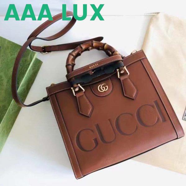 Replica Gucci Women GG Diana Small Tote Bag Double G Brown Leather 3