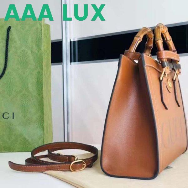 Replica Gucci Women GG Diana Small Tote Bag Double G Brown Leather 4