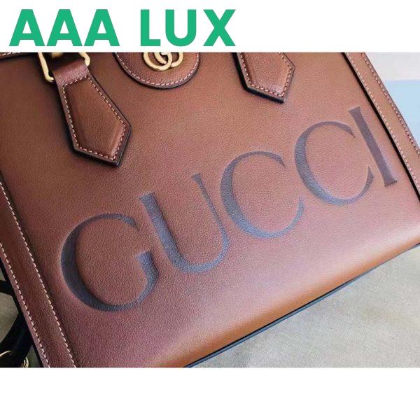 Replica Gucci Women GG Diana Small Tote Bag Double G Brown Leather 6