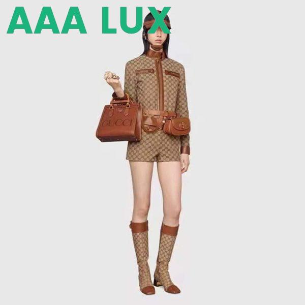 Replica Gucci Women GG Diana Small Tote Bag Double G Brown Leather 11