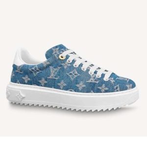 Replica Louis Vuitton Women Time Out Sneaker Blue Monogram Denim 2