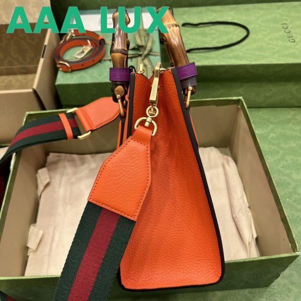 Replica Gucci Women GG Diana Small Tote Bag Orange Leather Double G 6