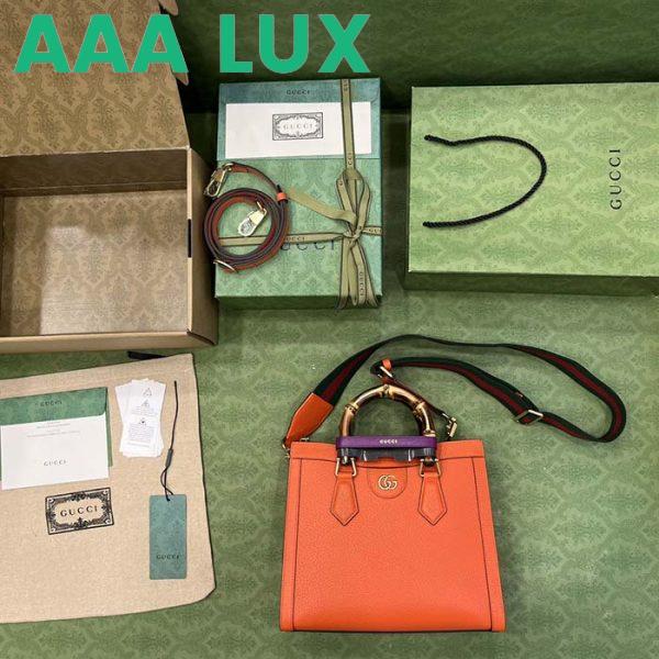 Replica Gucci Women GG Diana Small Tote Bag Orange Leather Double G 7