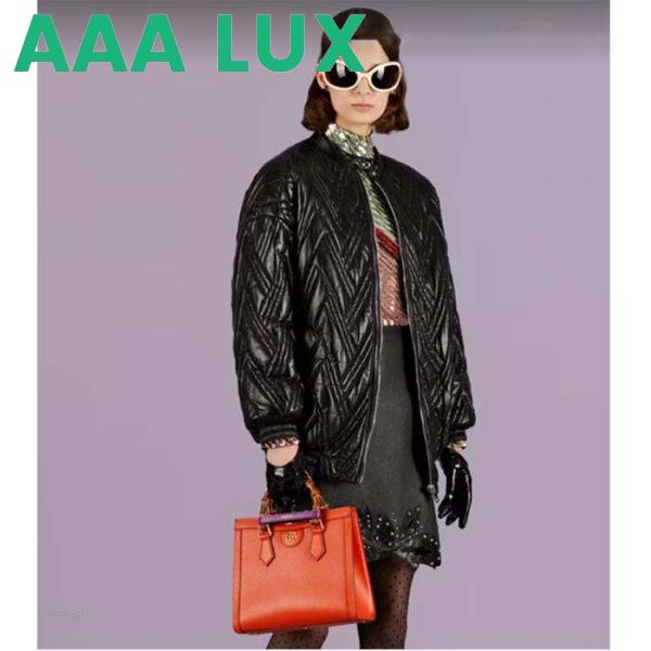 Replica Gucci Women GG Diana Small Tote Bag Orange Leather Double G 11
