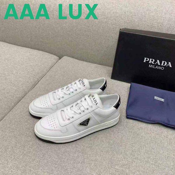 Replica Prada Men Downtown Perforated Leather Sneakers-White 5