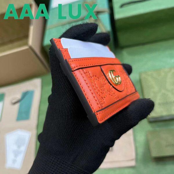 Replica Gucci Women GG Matelassé Card Case Orange Leather Double G Four Card Slots 3