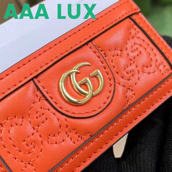 Replica Gucci Women GG Matelassé Card Case Orange Leather Double G Four Card Slots 6