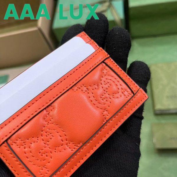 Replica Gucci Women GG Matelassé Card Case Orange Leather Double G Four Card Slots 8