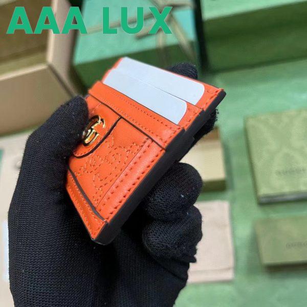 Replica Gucci Women GG Matelassé Card Case Orange Leather Double G Four Card Slots 9