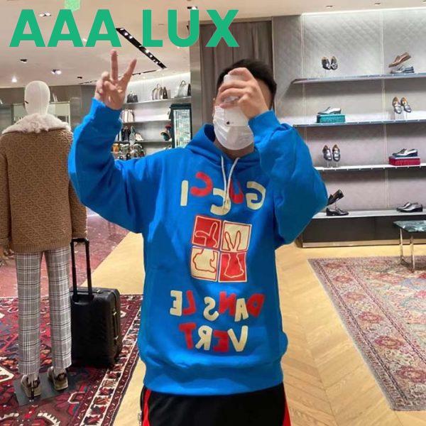 Replica Gucci Men GG Cotton Jersey Sweatshirt Turquoise Felted Cotton Jersey Long Sleeves 11