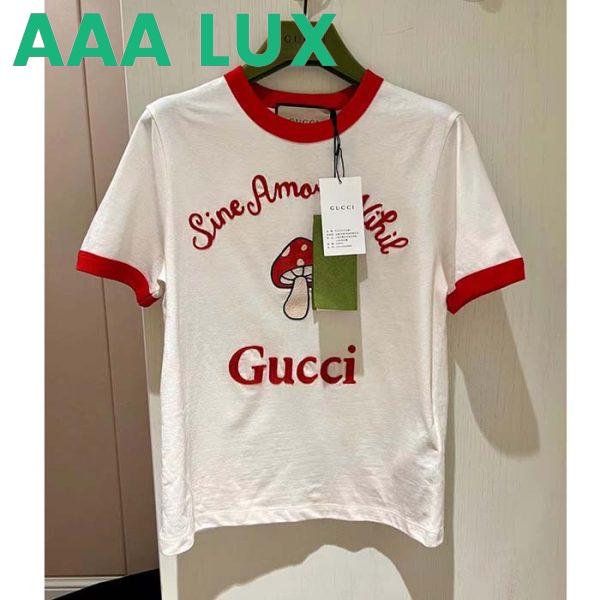 Replica Gucci Men GG Sine Amore Nihil’ Cotton Jersey T-Shirt Off White Mushroom Embroidery 3