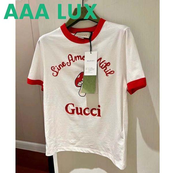 Replica Gucci Men GG Sine Amore Nihil’ Cotton Jersey T-Shirt Off White Mushroom Embroidery 5