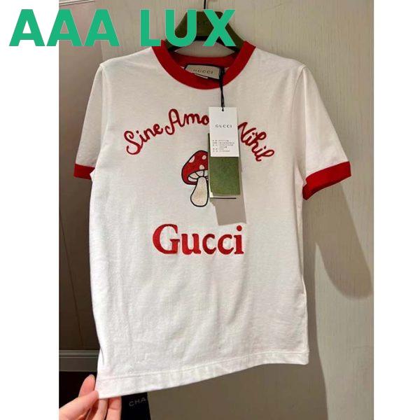 Replica Gucci Men GG Sine Amore Nihil’ Cotton Jersey T-Shirt Off White Mushroom Embroidery 6