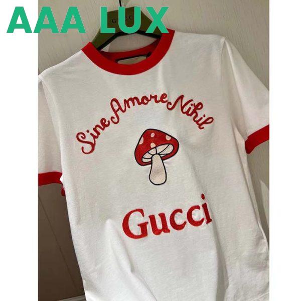 Replica Gucci Men GG Sine Amore Nihil’ Cotton Jersey T-Shirt Off White Mushroom Embroidery 7