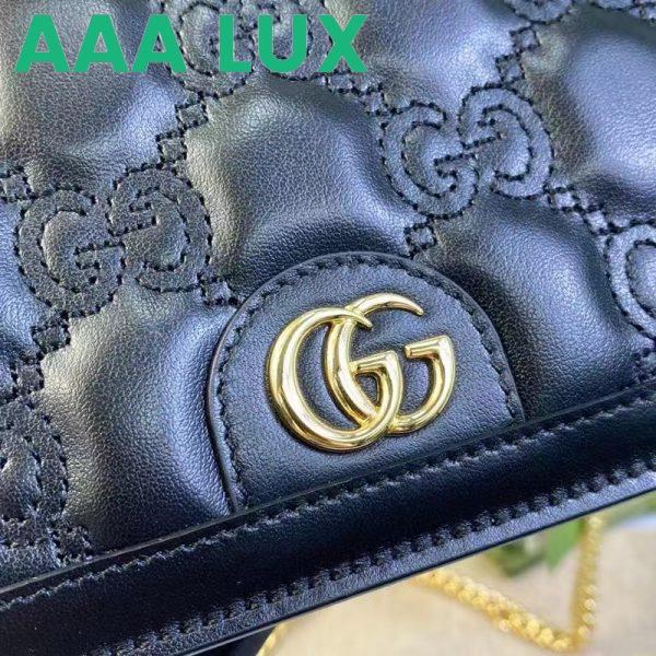 Replica Gucci Women GG Matelassé Chain Wallet Black Leather Double G Chain Strap 8