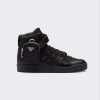 Replica Prada Men Sporty Leather High-Top Sneakers-Black 12