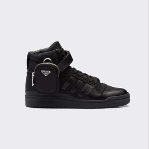 Replica Prada Women Adidas for Prada Re-Nylon Forum High-Top Sneakers-Black 2