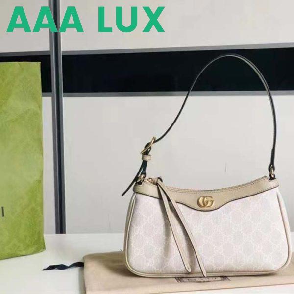 Replica Gucci Women Ophidia Small Handbag Beige White GG Supreme Canvas Double G 4