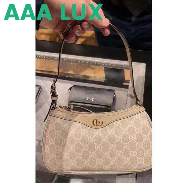 Replica Gucci Women Ophidia Small Handbag Beige White GG Supreme Canvas Double G 6