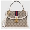 Replica Gucci Women Ophidia Small Handbag Beige White GG Supreme Canvas Double G 15