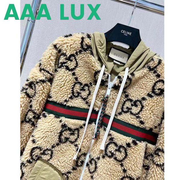 Replica Gucci Men Maxi GG Wool Jersey Jacket Beige Black Polyamide Polyester 6