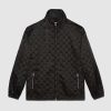 Replica Gucci Men Maxi GG Wool Jersey Jacket Beige Black Polyamide Polyester 14