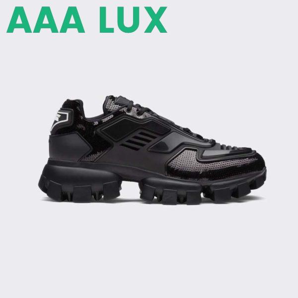 Replica Prada Women Cloudbust Thunder Sequined Sneakers-Black 2