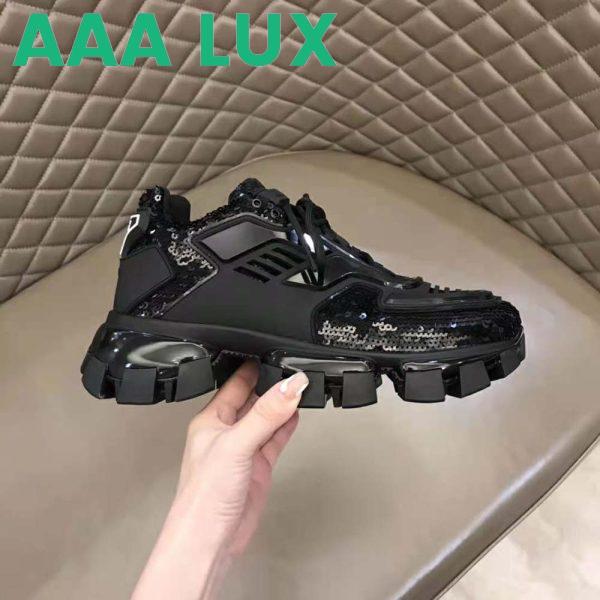 Replica Prada Women Cloudbust Thunder Sequined Sneakers-Black 8