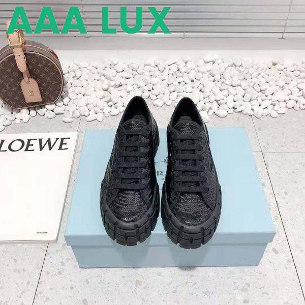 Replica Prada Women Double Wheel Sequin Sneakers-Black 3