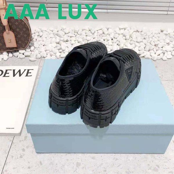Replica Prada Women Double Wheel Sequin Sneakers-Black 7
