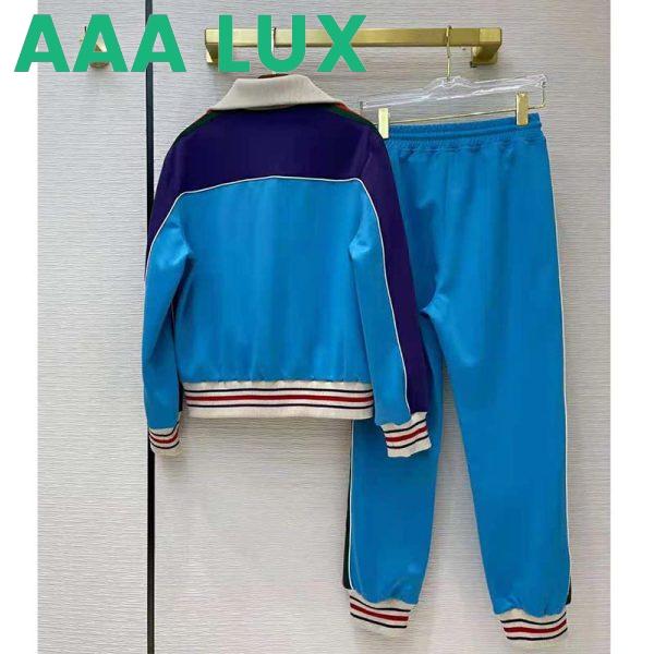 Replica Gucci Men Technical Jersey Zip-Up Jacket with Web Interlocking G-Blue 5