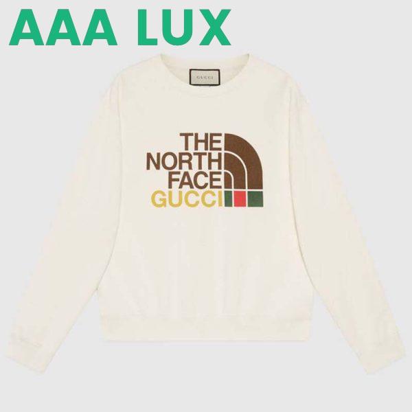 Replica Gucci Men The North Face x Gucci Cotton Sweatshirt Crewneck Long Sleeves-White