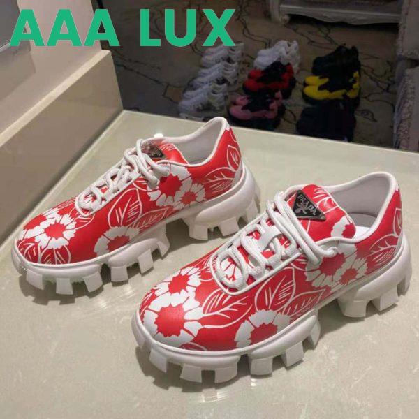 Replica Prada Women Printed Nylon Sneakers-Red 4