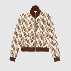 Replica Gucci Men The North Face x Gucci Web Print Technical Jersey Jacket Polyester Cotton