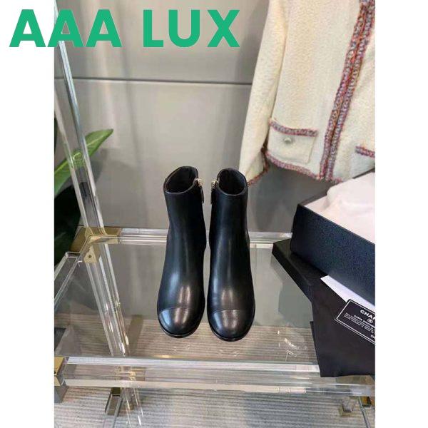 Replica Chanel Women Ankle Boots Calfskin Black 6.5 cm 2.6 in Heel 6