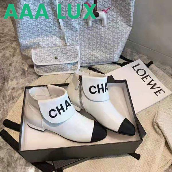 Replica Chanel Women Ankle Boots in Lambskin & Grosgrain Leather 1.5 cm Heel-Beige 3