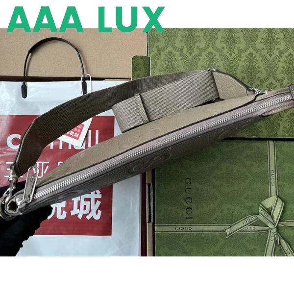 Replica Gucci Unisex Jumbo GG Medium Messenger Bag Dark Green Leather Zip Closure 9