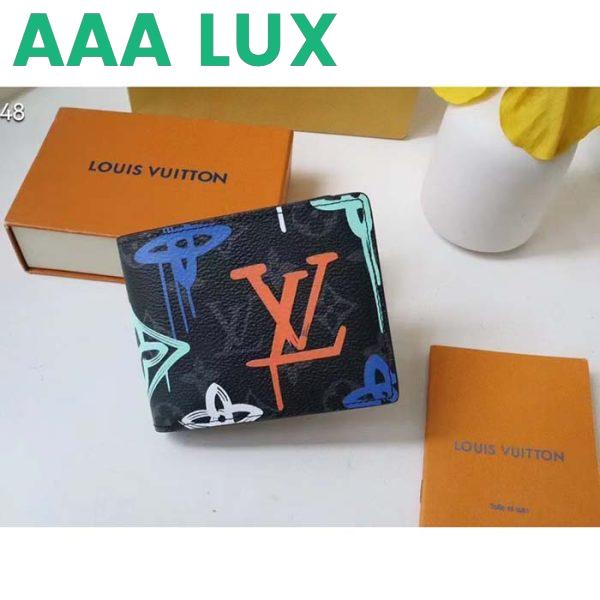 Replica Louis Vuitton Unisex Multiple Wallet LV Graffiti Orange Coated Canvas 3