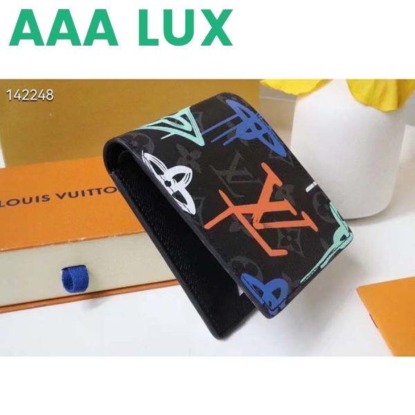 Replica Louis Vuitton Unisex Multiple Wallet LV Graffiti Orange Coated Canvas 4