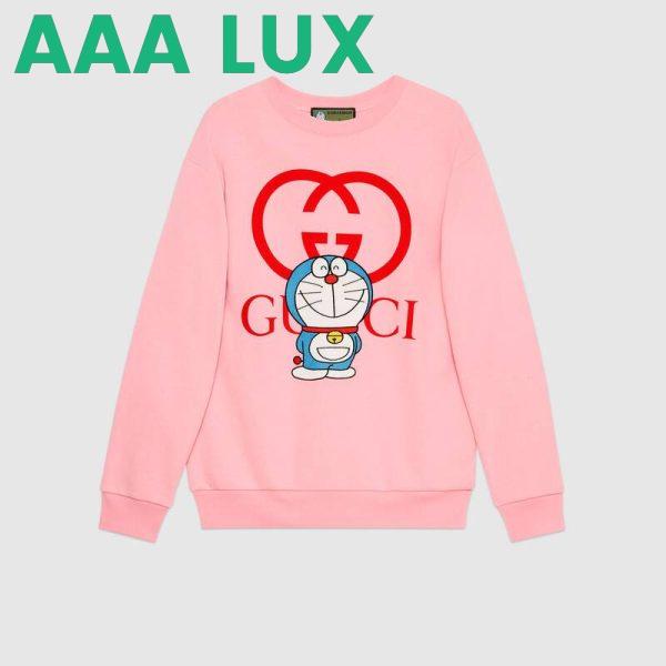 Replica Gucci Women Doraemon x Gucci Cotton Sweatshirt Crewneck Oversized Fit-Pink 2