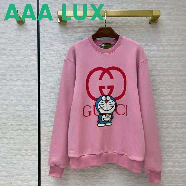 Replica Gucci Women Doraemon x Gucci Cotton Sweatshirt Crewneck Oversized Fit-Pink 3