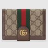 Replica Gucci Unisex Ophidia GG Passport Case Beige Ebony GG Supreme Canvas
