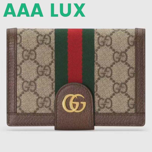 Replica Gucci Unisex Ophidia GG Passport Case Beige Ebony GG Supreme Canvas