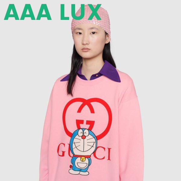 Replica Gucci Women Doraemon x Gucci Cotton Sweatshirt Crewneck Oversized Fit-Pink 13