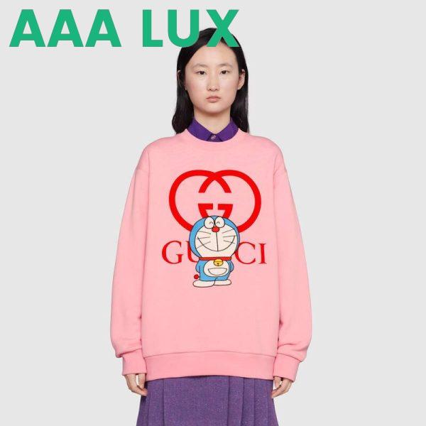 Replica Gucci Women Doraemon x Gucci Cotton Sweatshirt Crewneck Oversized Fit-Pink 14