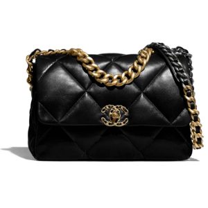 Replica Chanel Women 19 Large Handbag Black Lambskin Gold Silver-Tone Ruthenium-Finish Metal 2