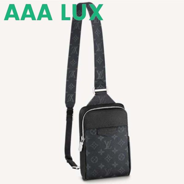 Replica Louis Vuitton Unisex Outdoor Sling Bag Taigarama Noir Black Coated Canvas Cowhide Leather 2